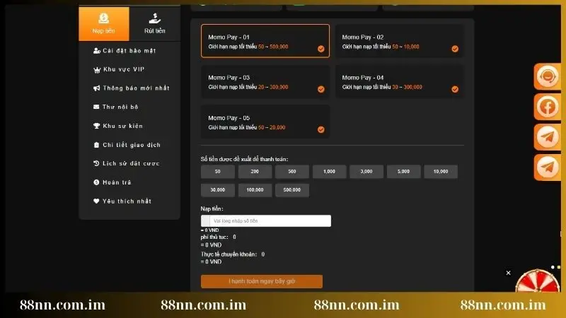 Nhập số tiền cần nạp vào ô trống