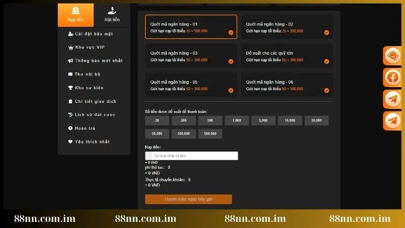 Nhập số tiền nạp và xác nhận